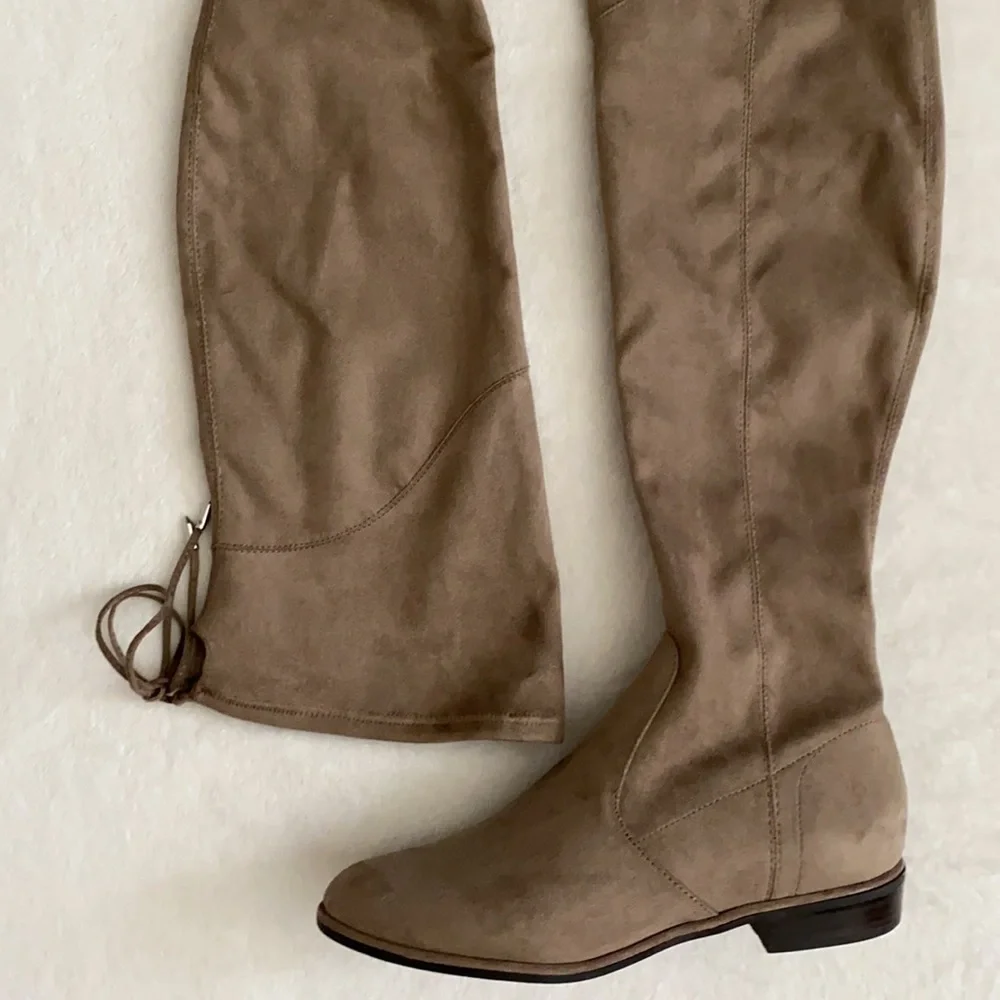 {NWOT} Marc Fisher | Hulie Over the Knee Boots Faux Suede MFHULIE Taupe (8.5 M)
